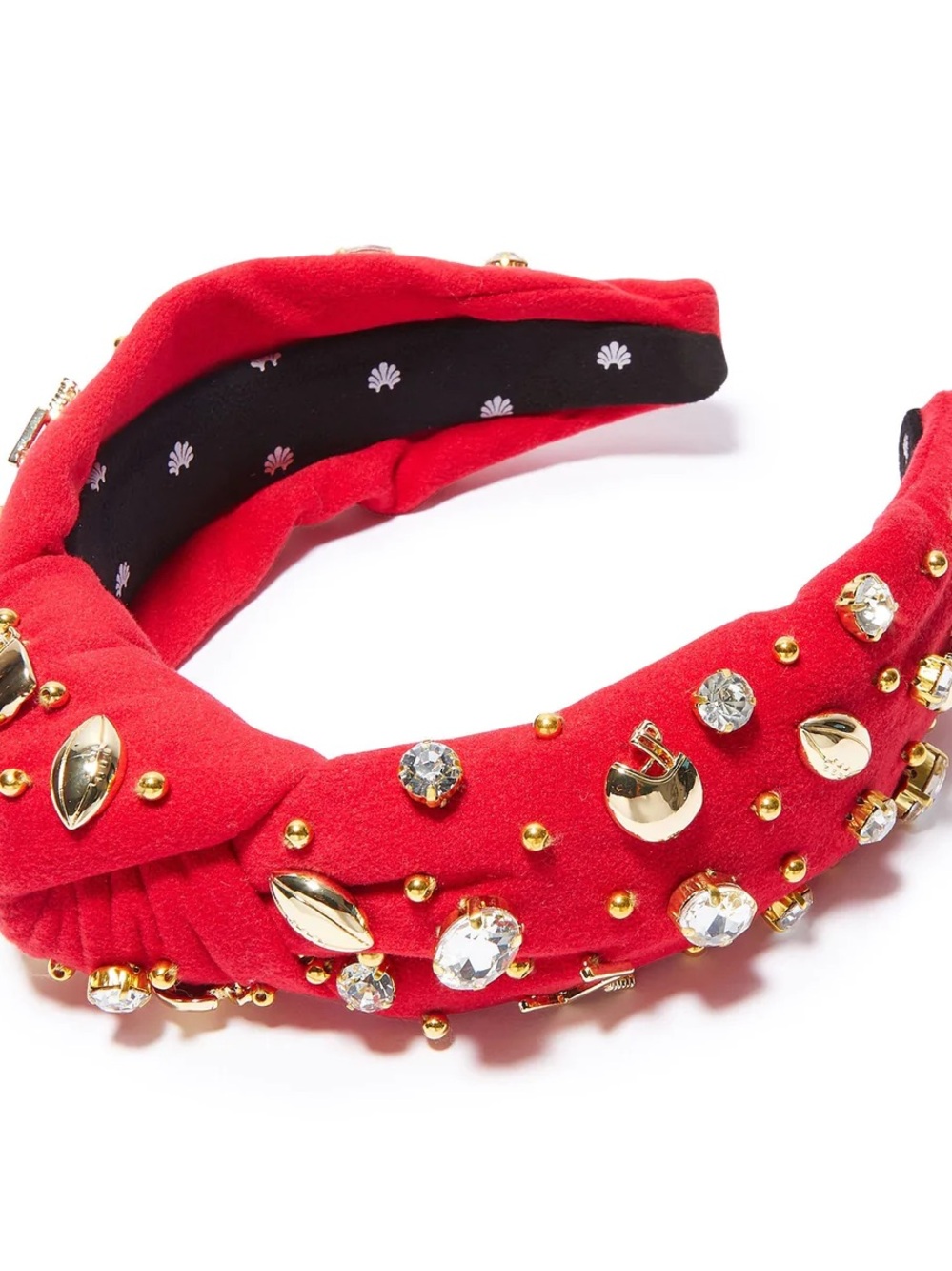 Lele Sadoughi Red Crystal & Gold-Accent Football  Padded Headband